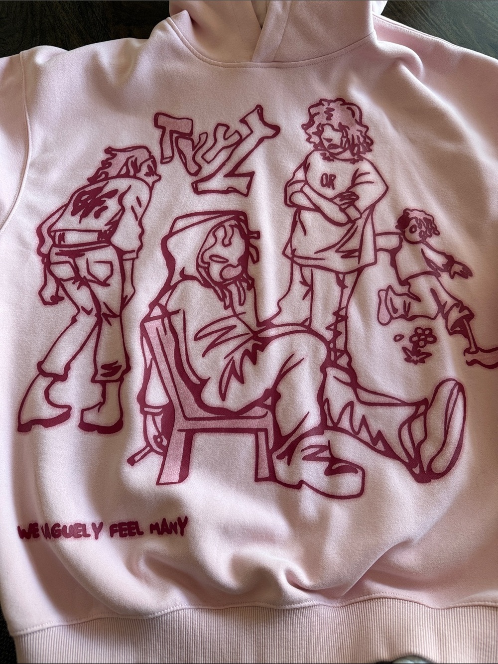 Aelfric Eden Cartoon Line Character Print Oversized Hoodie~ Large - Picture 1 of 11